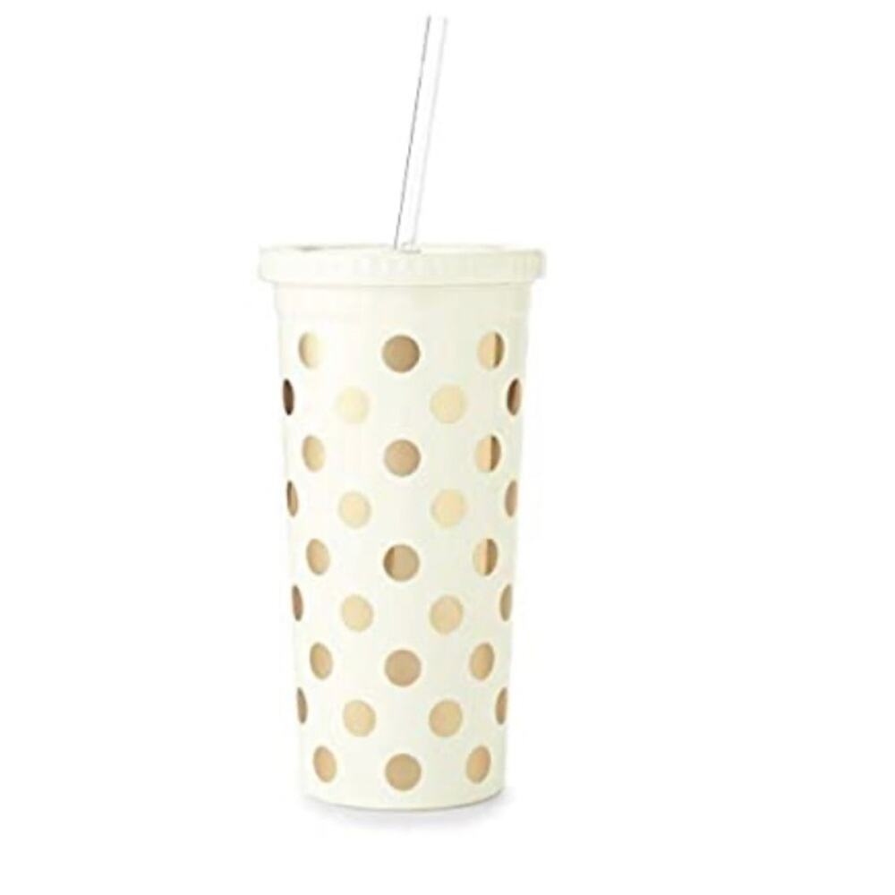 Kate Spade gold polka dot insulated tumbler